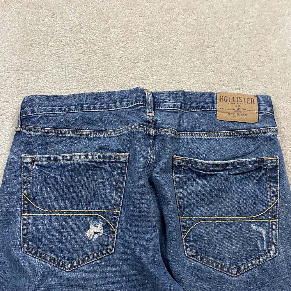 VTG Y2K Hollister Hermosa Low Rise Boot Jeans Mens 34x34 Blue Distressed Bootcut - Picture 4 of 13